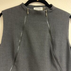 Calvin Klein sleeveless sheath dress with double zippers in front size 10